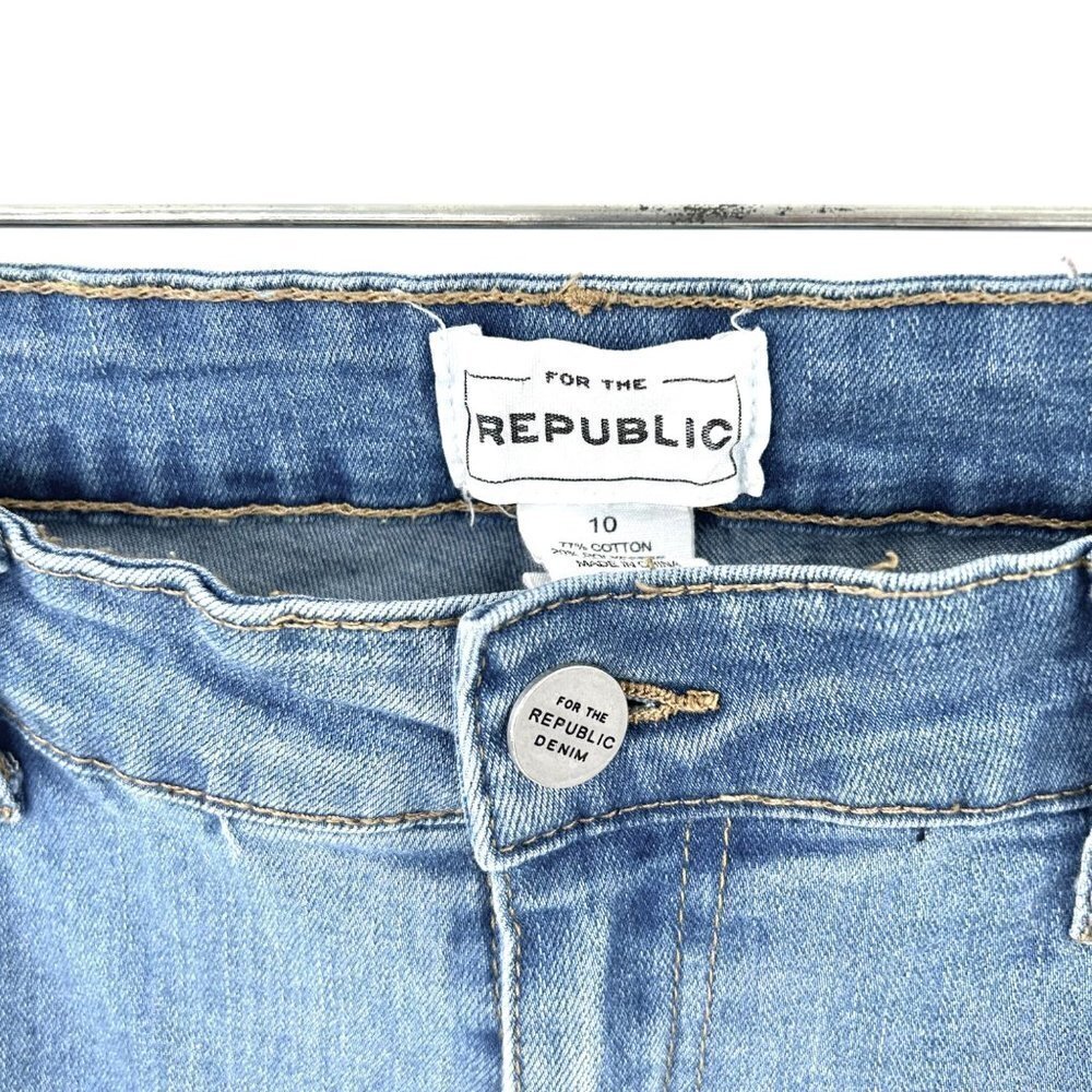 FOR THE REPUBLIC METALLIC SILVER SIDE FRINGE BOTTOM DENIM JEANS - 10 - Picture 4 of 5
